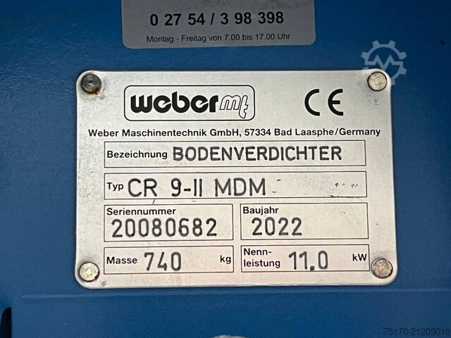 Rüttelplatte Weber CR 9 MDM Rüttelplatte / 740kg / DEMO / 2022