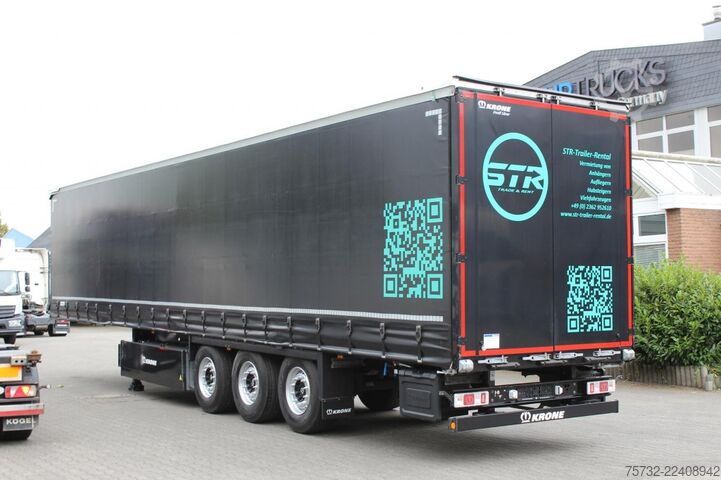 Open semitrailer with tarp Krone Plane Edscha Liftachse Pal.-Kasten