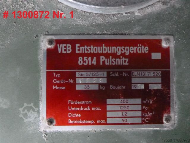 Absaugung Entstaubungsgeräte Pulsnitz Sto 5/125-1
