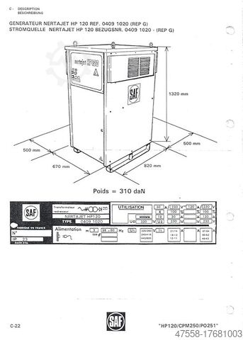 Plasma Cutting Device SAF HP 120 nertajet + CPM 250