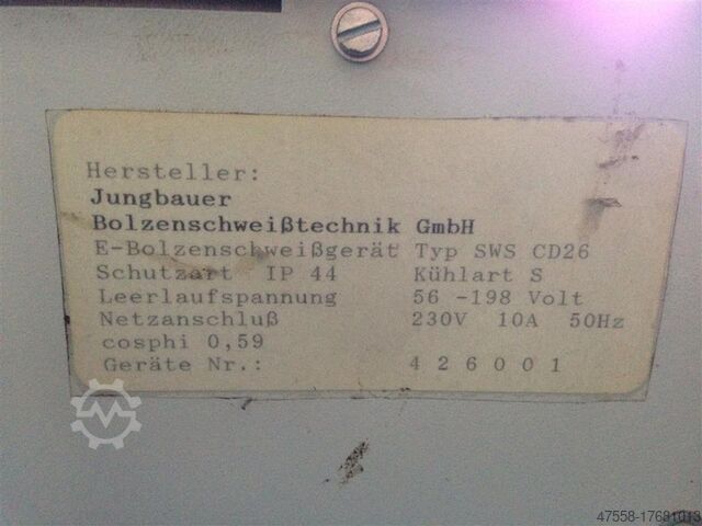 Bolt Welding Device Jungbauer SWS CD26