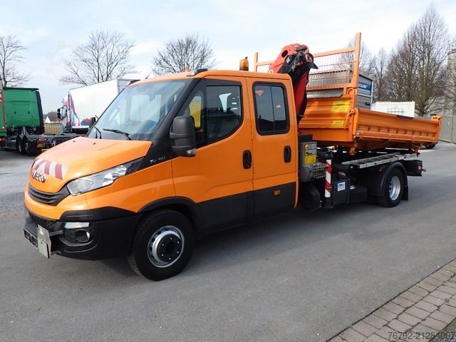 Three-way tipper van IVECO 70 C 18 DoKa/Kipper/Palfinger Kran/Greifer/2xAHK