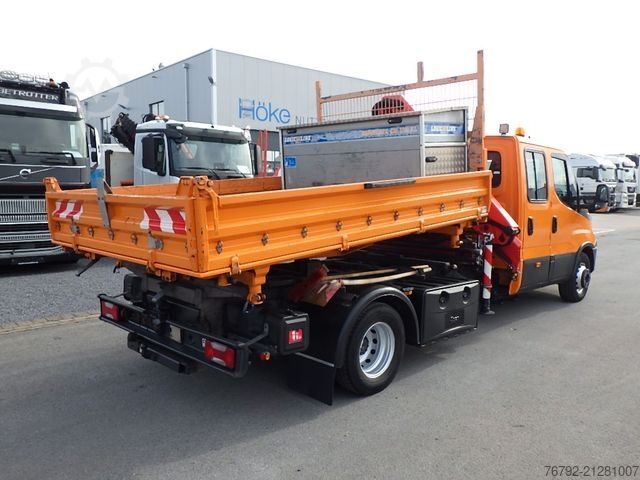 Three-way tipper van IVECO 70 C 18 DoKa/Kipper/Palfinger Kran/Greifer/2xAHK