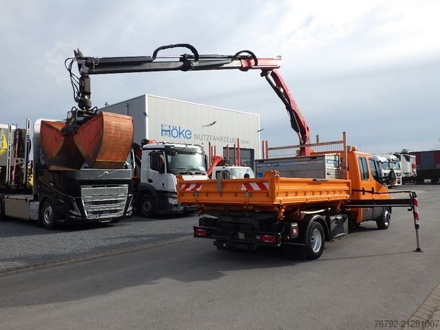 Three-way tipper van IVECO 70 C 18 DoKa/Kipper/Palfinger Kran/Greifer/2xAHK