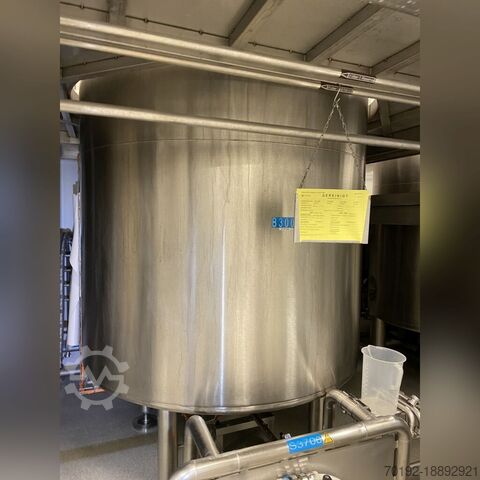 6000 litres heatable/coolable agitator tank made of V4A with propeller agitator  