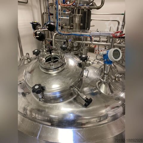 6000 litres heatable/coolable agitator tank made of V4A with propeller agitator  