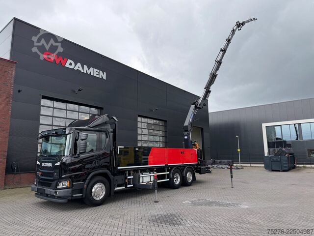 Crane truck Scania P370 XT 6x2 HMF 3220-K6+Fly jib FJ600-K3 Euro 6D