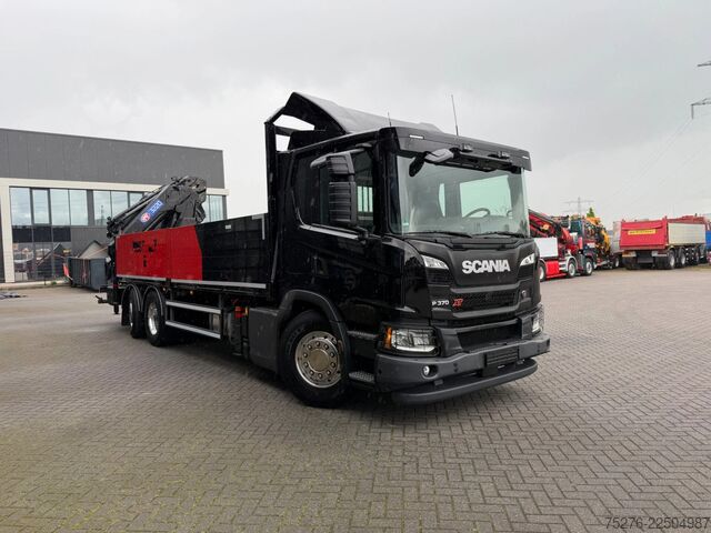 Crane truck Scania P370 XT 6x2 HMF 3220-K6+Fly jib FJ600-K3 Euro 6D