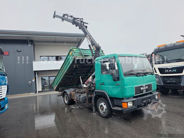Dreiseitenkipper MAN 8.174 / E3 / Kipper Kran Greifer / 2X AHK
