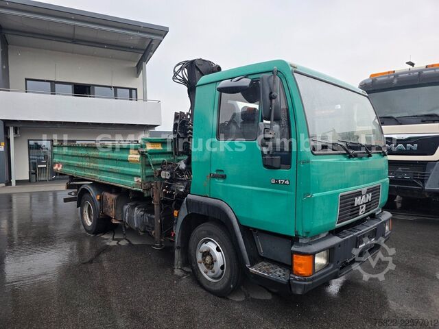 Dreiseitenkipper MAN 8.174 / E3 / Kipper Kran Greifer / 2X AHK