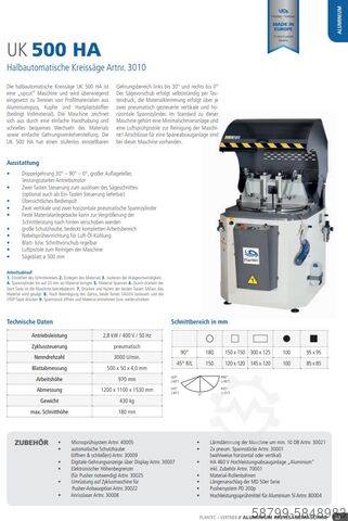 Semi-automatic aluminum circular saw  Plantec UK 500 HA