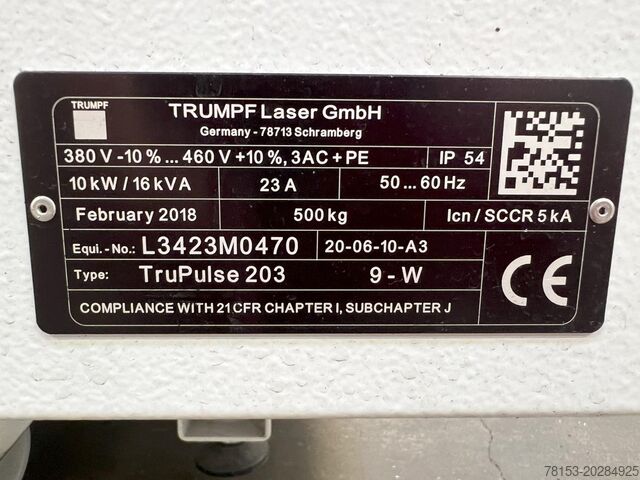 Laser cutting machine TRUMPF TruPulse 203