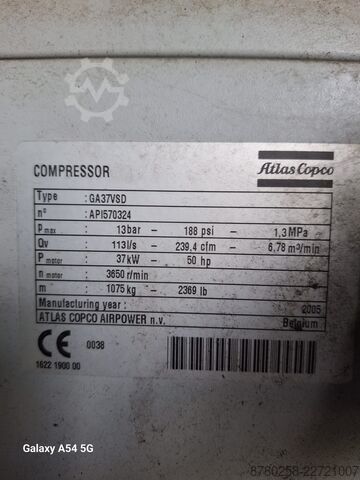 Screw compressor ATLAS COPCO GA37 VSD