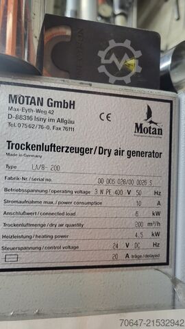 Dry air dryer with vacuum pump Motan Luxor LA/8-200