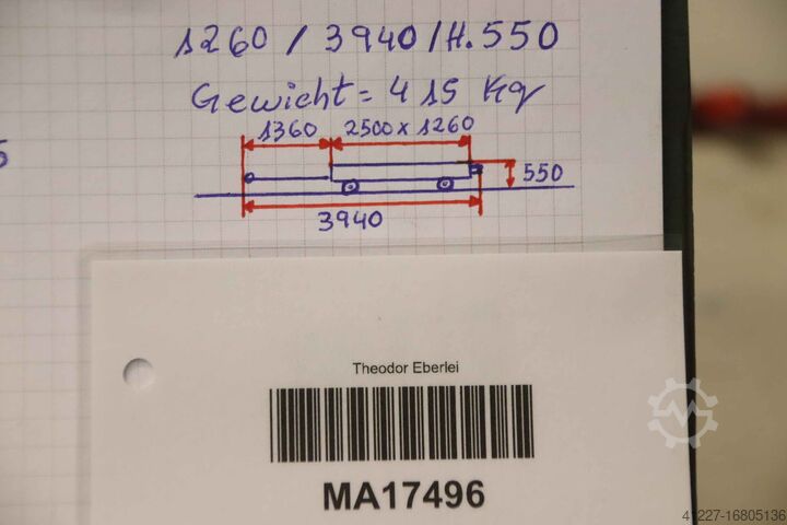 Heavy-duty transport trolley 4.5 tons unbekannt 2500/1260/H550 mm