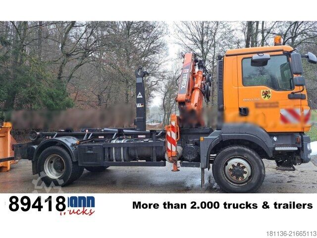 Abrollkipper MAN TGM 15.250 4x4 BL, Kran Terex TLC 75.2, Funk
