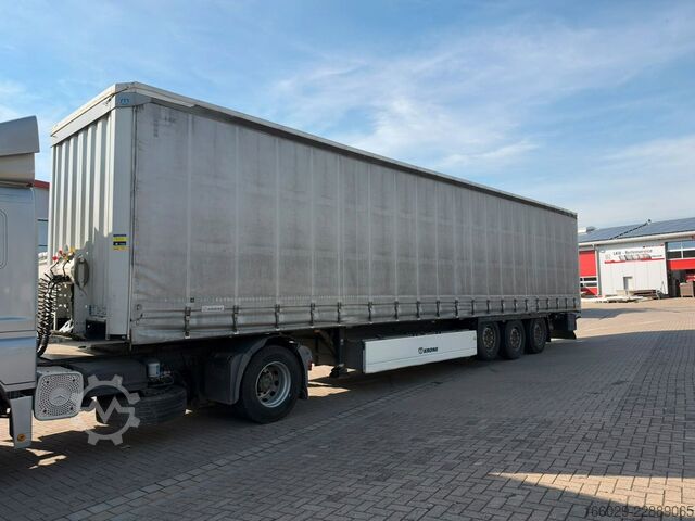 Open semitrailer with tarp KRONE Schiebeplanen Auflieger mit Liftachse
