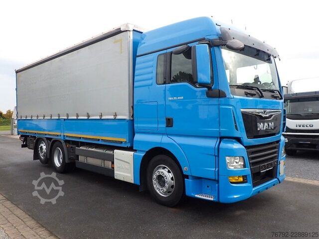Flatbed truck with tarp MAN TGX 26.460 LL L-Fhs./Pritsche/LBW/Lenkachse/Ret.