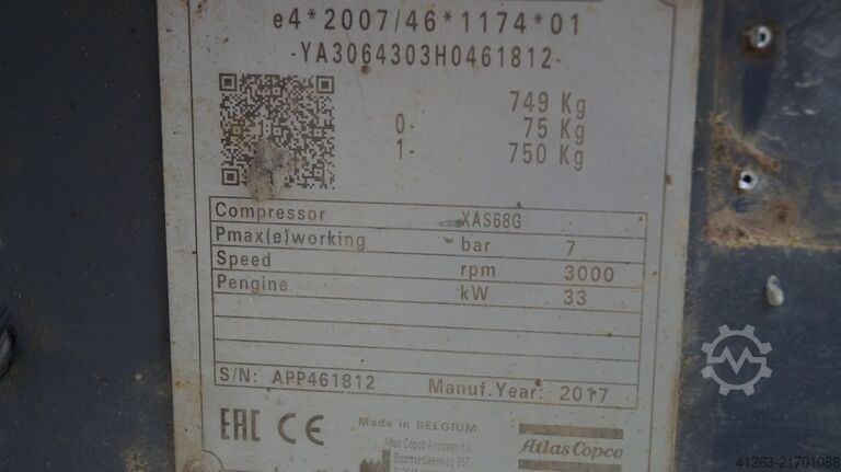 Kompressor Atlas Copco XAS 68 DDG