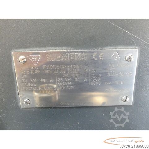 Control unit Siemens 1PH6135-1NF46-1BN1 AC-HSA-Motor SN: EK365760603003 --