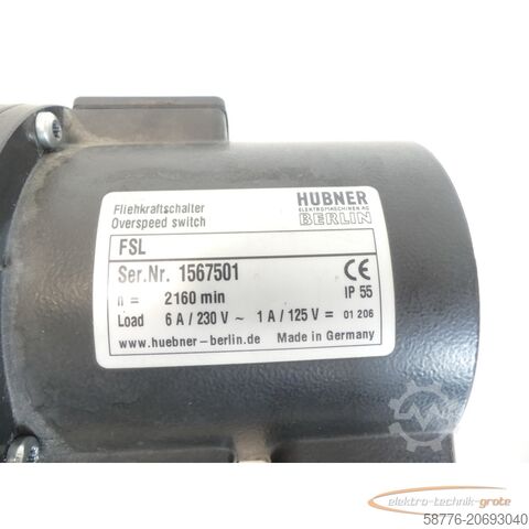 Control unit  Hübner TDP 0,2LT-4 Analog Tachogenerator + Hübner FSL Fliehkraftschalter