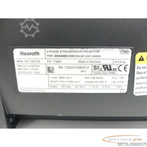 Control unit Rexroth MSK060B-0300-NN-M1-UG1-NNNN MNR: R911307216 SN:7260410080512 - ungebr.!