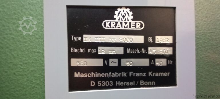 Hydraulic guillotine shear KRAMER TM 3  Hdyr. 2000