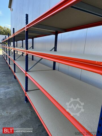 Weitspannregal ca. 13,35 lfm. Weitspannregale H: 200 cm T: 80 cm , 400 kg Fachlast , 4 Ebenen