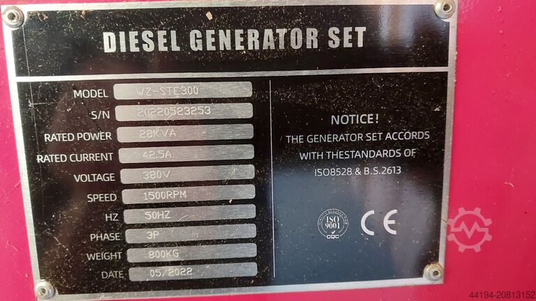 Notstromaggregat Dieselgenerator 30 kvA WZ STE 300