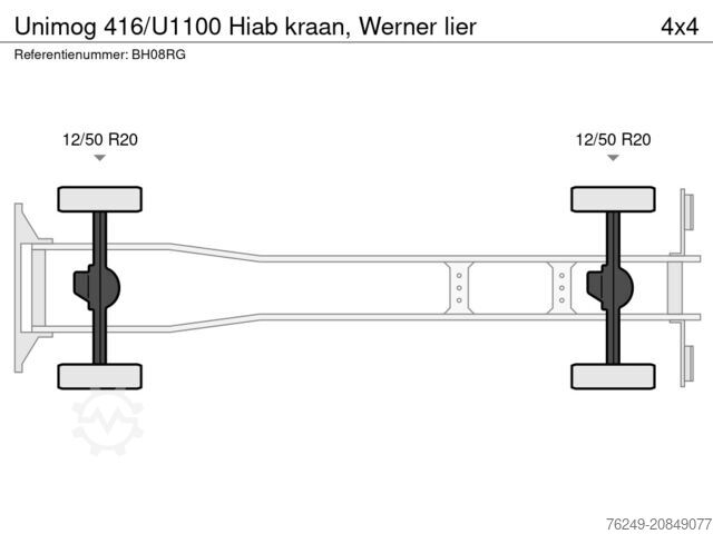 Crane truck Unimog 416/U1100 Hiab kraan, Werner lier