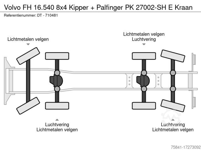 Kipper mit Kran Volvo FH 16.540 8x4 Kipper + Palfinger PK 27002-SH E ...