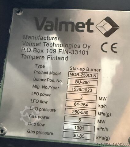 Brennerstart VALMET MOR-250CLN