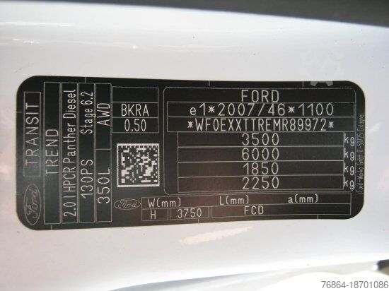 High top van FORD TRANSIT TREND L3H3, ALLRAD