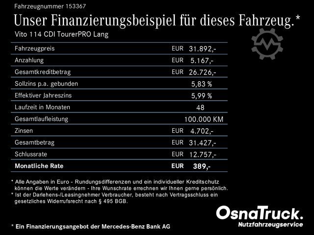 Kleinbus MERCEDES-BENZ Vito 114 CDI TourerPRO Lang Automat,Klima,Kamera