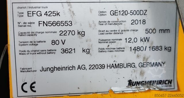Elektrisch – 4 Räder Jungheinrich EFG 425k 5m/ 5489mh/ 4v