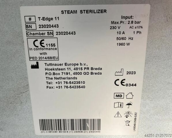 Tischautoklav Autoklav 27 Liter Tuttnauer T-Edge 11