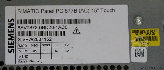 Simatic Panel PC 677B Siemens 6AV7872-0BD20-1AC0