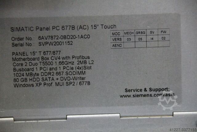 Simatic Panel PC 677B Siemens 6AV7872-0BD20-1AC0