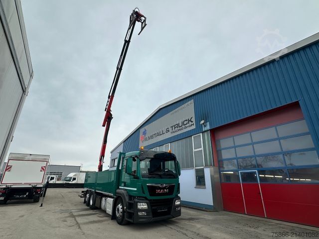 Flatbed truck MAN 26.460 TGS 6x2 Palfinger PK 22.001L TEC BSL Funk
