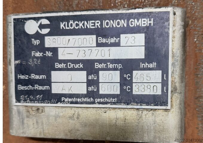 Plasma nitriding system Klöckner Ionon GmbH S800/7000