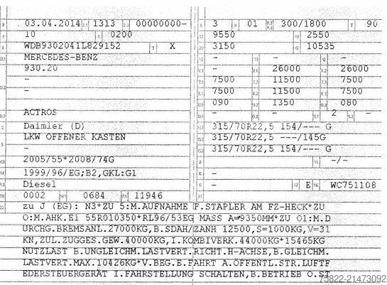 Flatbed truck MERCEDES-BENZ Actros 2541 / lenk+lift / ADR / German