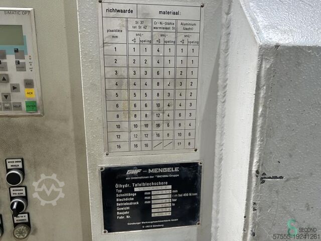 Sheet shears Mengele S8-4000 1998 Mengele S8-4000