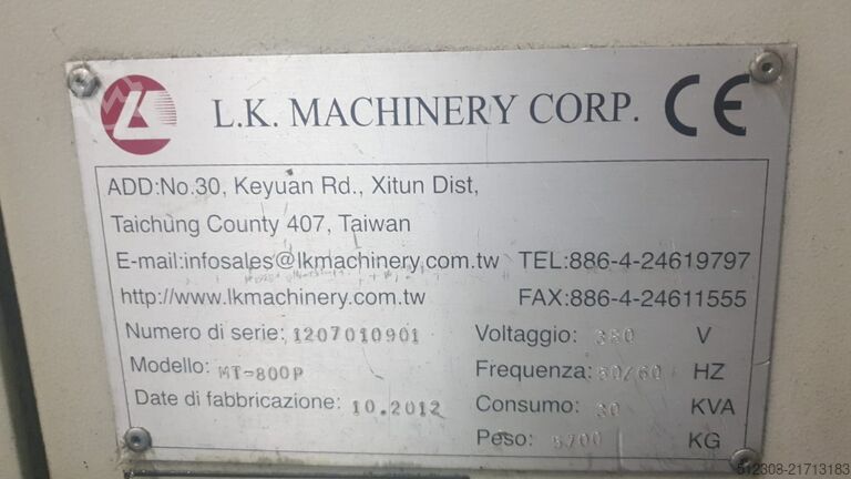 Vertikales Bearbeitungszentrum LK Machinery Mt 800 Cambio pallet