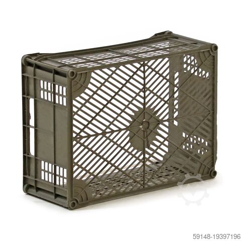 Used Euronorm stacking bins pallet tender walls + floor perforated, L: 380, W: 285, H: 160 Kruizinga 98-489GB-PAL