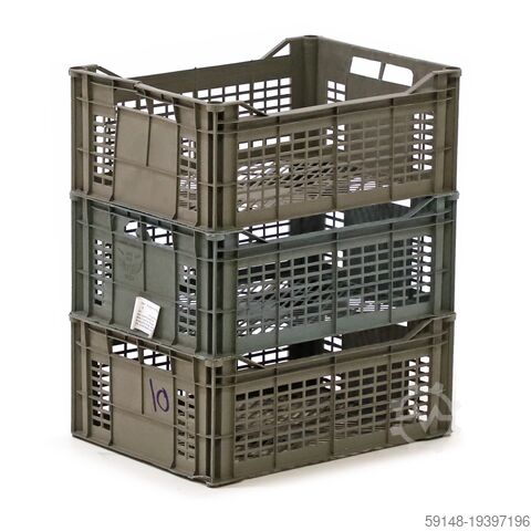 Used Euronorm stacking bins pallet tender walls + floor perforated, L: 380, W: 285, H: 160 Kruizinga 98-489GB-PAL