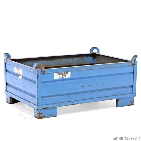 Used Stacking box steel fixed construction stacking box 4 sides, L: 1235, W: 835, H: 565 Kruizinga 98-6472GB