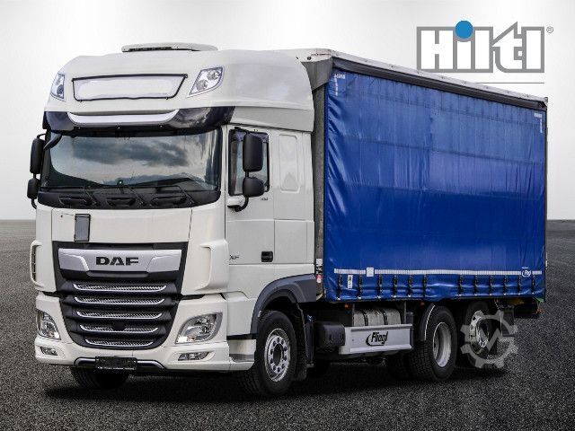 Flatbed truck with tarp DAF XF 530 FAN SSC PLANE + INTARDER + 2x TANK + EUR6