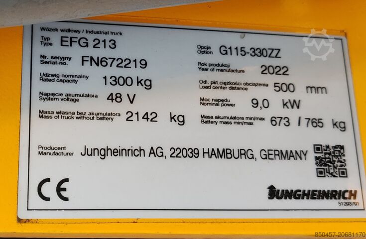 Elektrisch – 3 Räder Jungheinrich EFG 213 LI ION 2022y/ 3.3m/ 8561h/ 4v