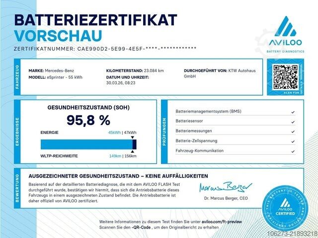 Van Mercedes-Benz eSprinter 312 Kasten FWD,3.924mm Radstand