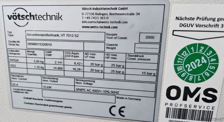 Temperaturschock-Prüfschrank -70-220°C Vötsch VT 7012 S2